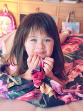 Load image into Gallery viewer, mongolian fleece blanket with floral print and fruits, BOLTE Home Textiles Collection