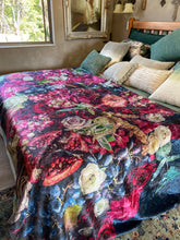 Load image into Gallery viewer, mongolian fleece blanket with floral print and fruits, BOLTE Home Textiles Collection