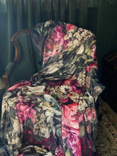 Load image into Gallery viewer, mongolian fleece blanket with floral print and fruits, BOLTE Home Textiles Collection
